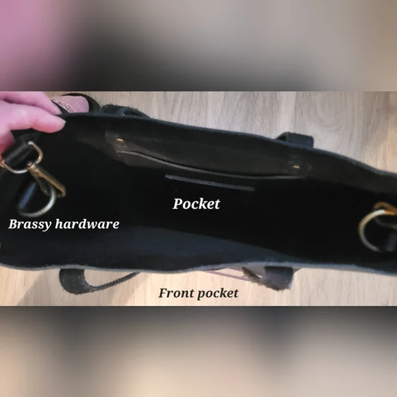 Portland Leather Goods Black Leather Tote Bag + Makeup Bag - Picture 10 of 16